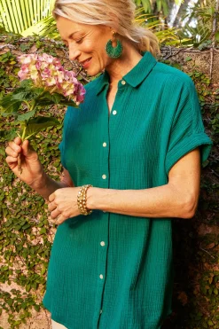 Soft Surroundings Petites Je Veux Gauze Top><noscript><img width=