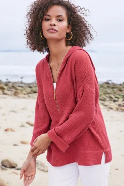 Soft Surroundings Petites Kemia Gauze Hoodie><noscript><img width=