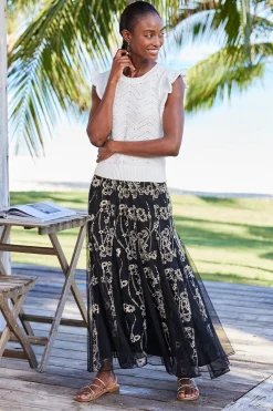 Soft Surroundings Petites Leatrice Embroidered Maxi Skirt><noscript><img width=