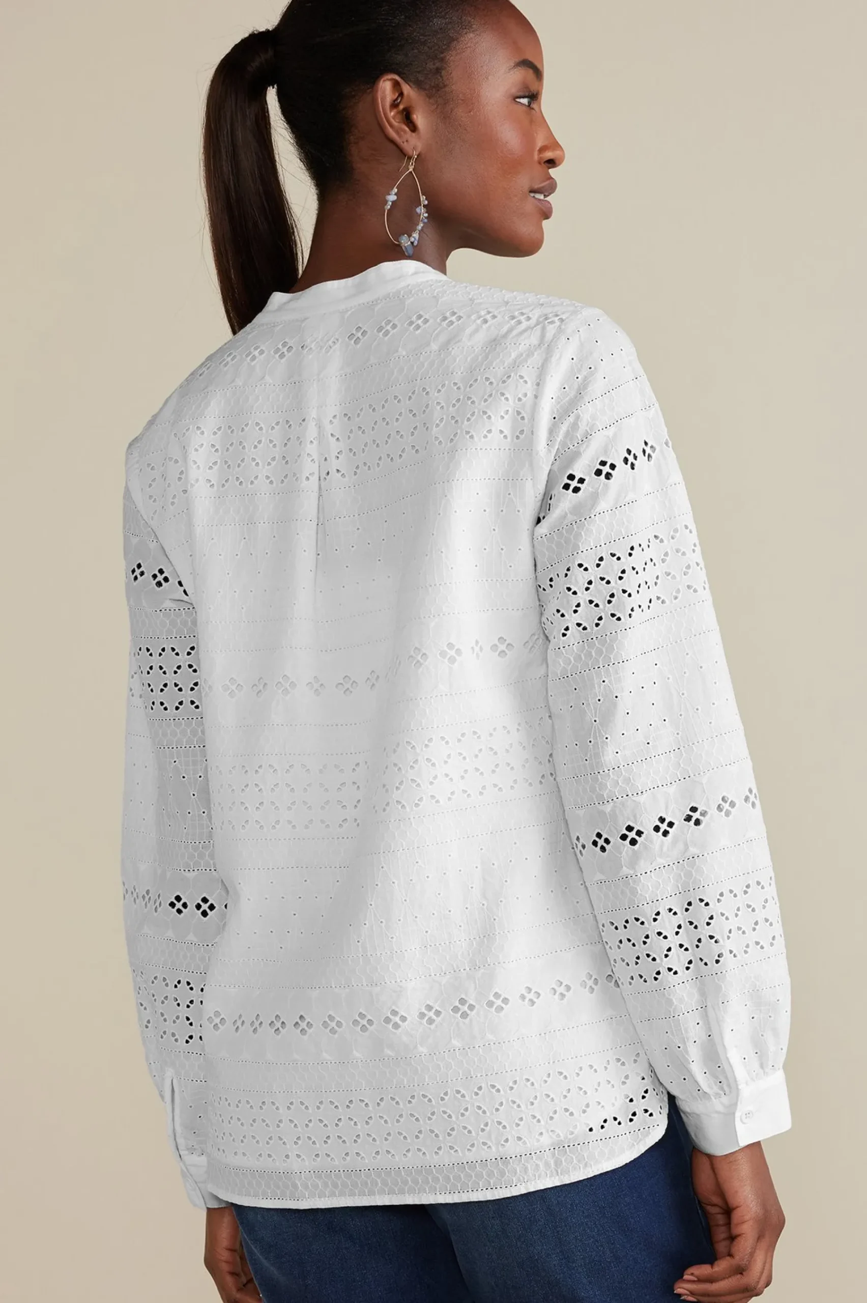 Soft Surroundings Petites Lenore Eyelet Top> Feminine Flourish|Global Artistry