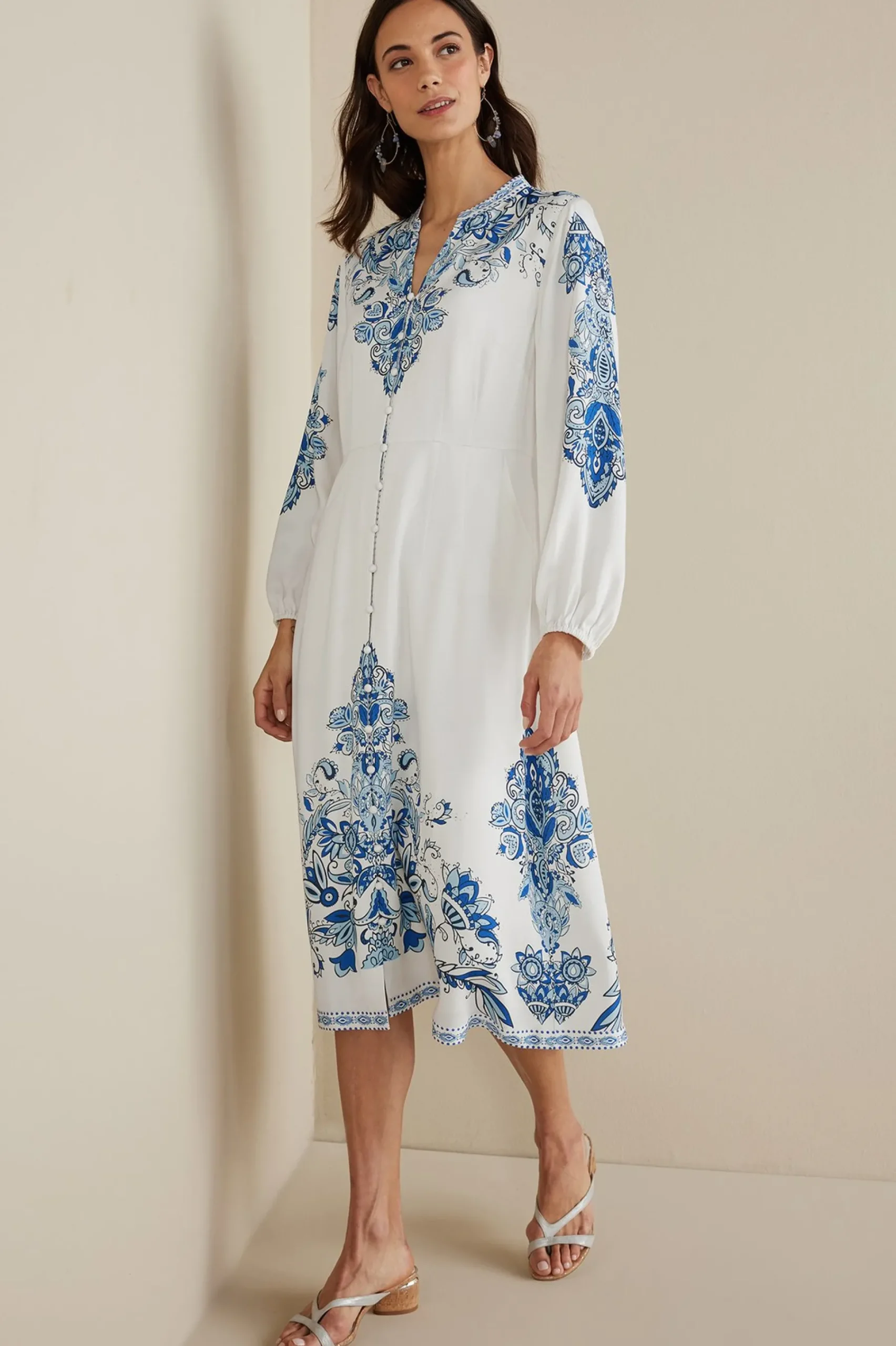 Soft Surroundings Petites Louise Midi Dress> Into The Blues|Global Artistry