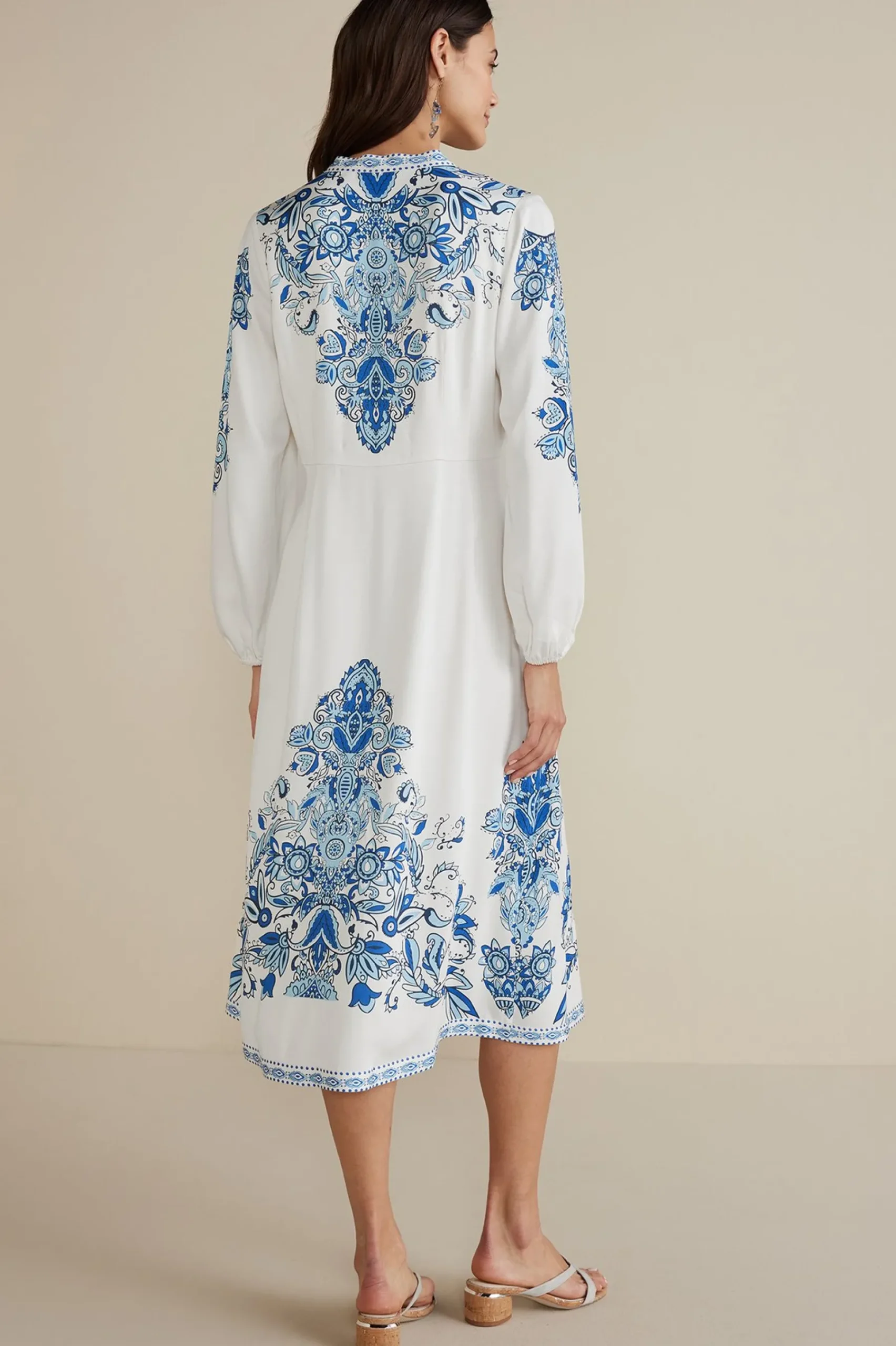 Soft Surroundings Petites Louise Midi Dress> Into The Blues|Global Artistry