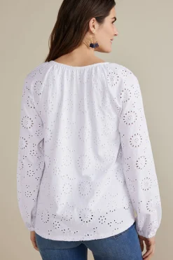 Soft Surroundings Petites Rhiannon Eyelet Peasant Top><noscript><img width=