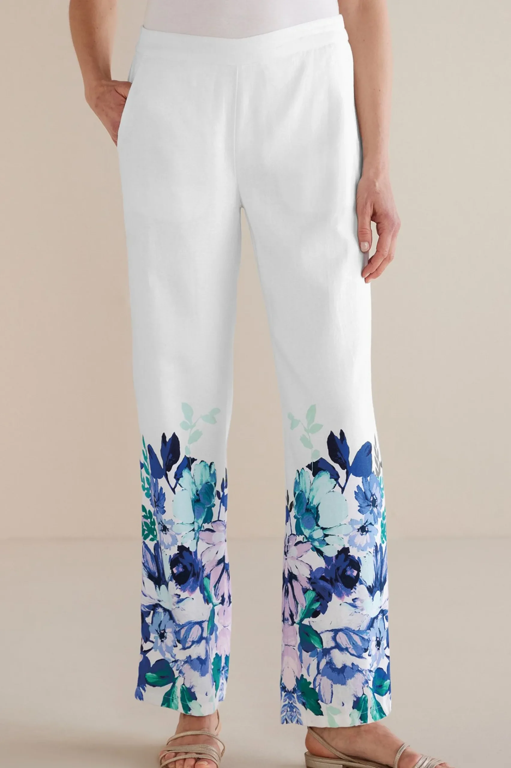 Soft Surroundings Petites Ronna Linen Blend Wide Leg Pants> Into The Blues|The Floral Shop