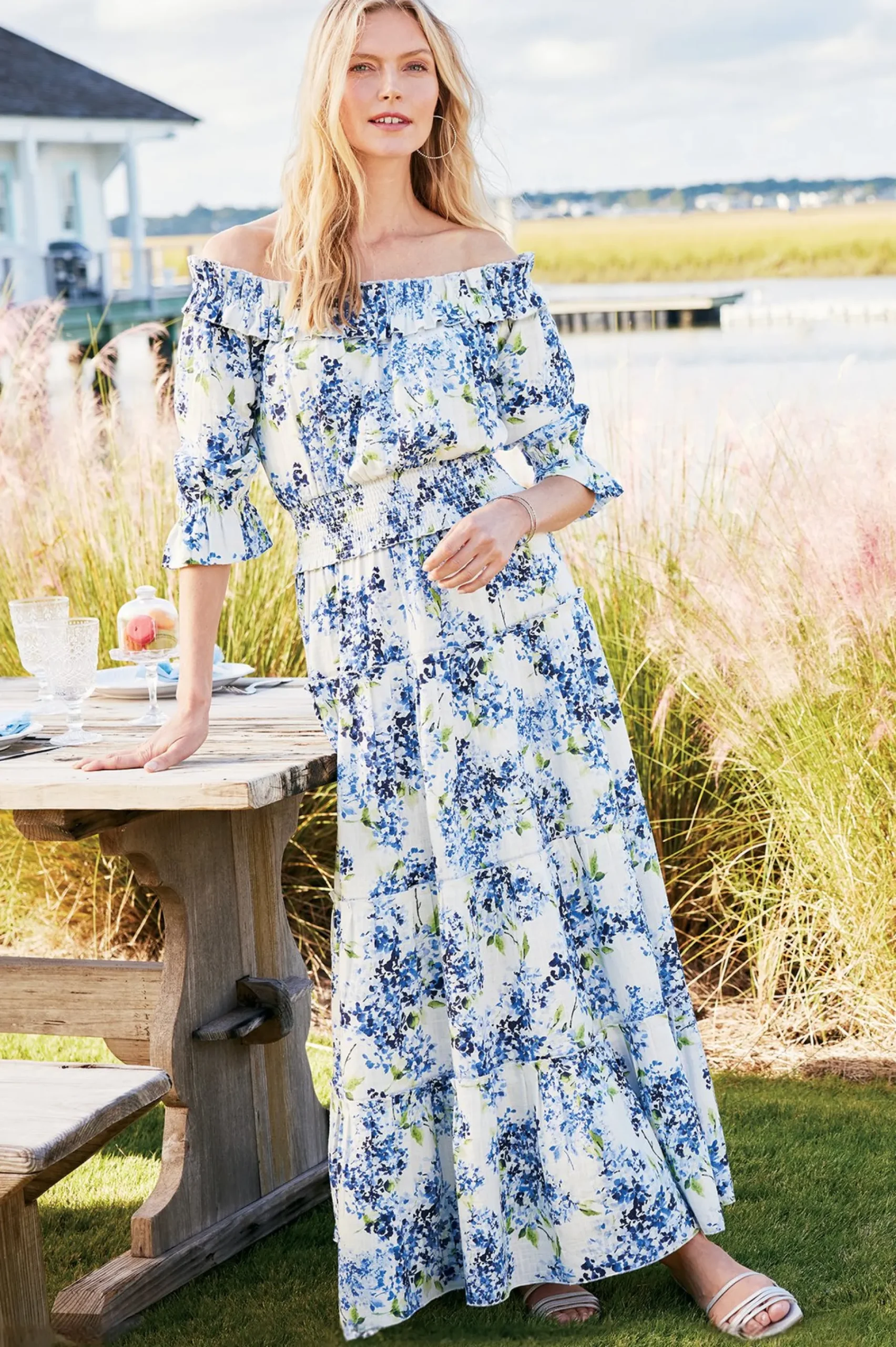Soft Surroundings Petites Rosana Maxi Dress> Into The Blues|The Floral Shop