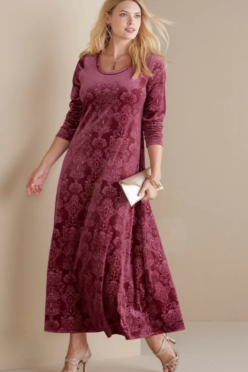 Soft Surroundings Petites Santiago Embossed Velvet Dress> Feminine Flourish|Dresses