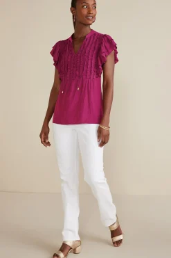 Soft Surroundings Petites Victoria Ruffle Tunic> Feminine Flourish