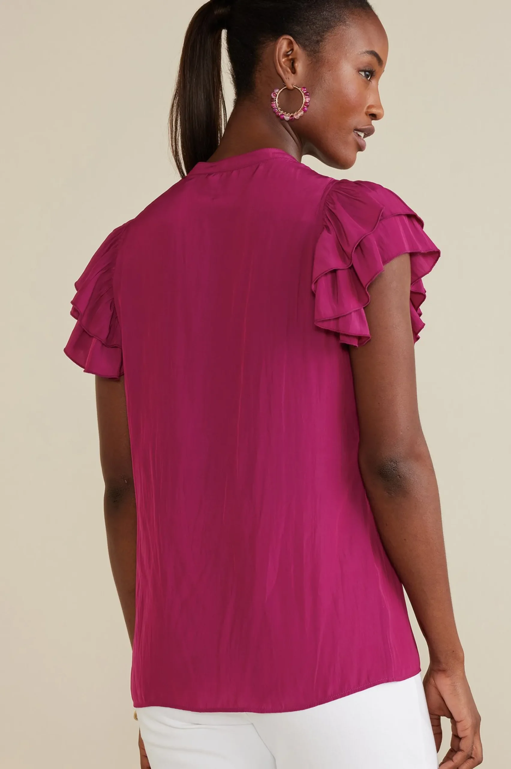 Soft Surroundings Petites Victoria Ruffle Tunic> Feminine Flourish