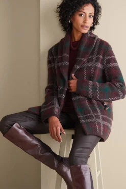 Soft Surroundings Plaid Sweater Coat><noscript><img width=