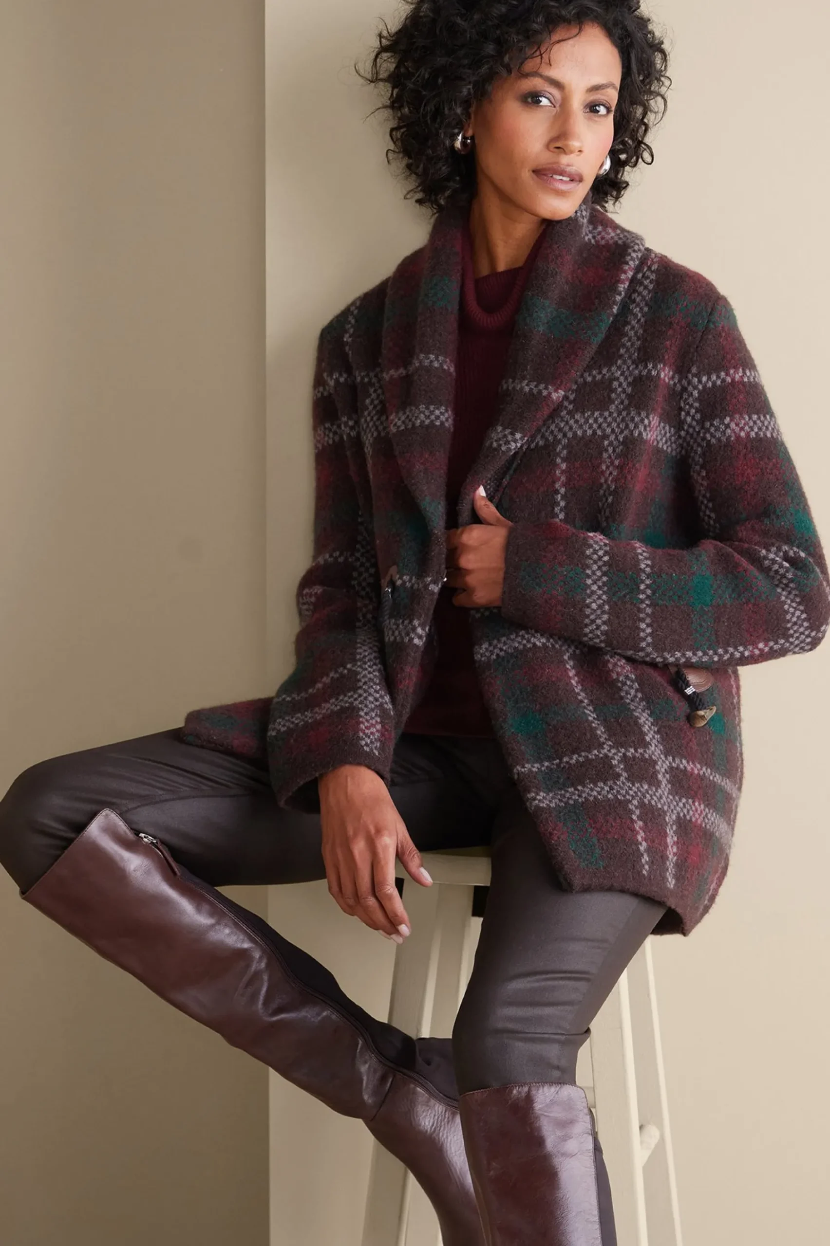 Soft Surroundings Plaid Sweater Coat> Jackets & Coats|Sweaters & Cardigans
