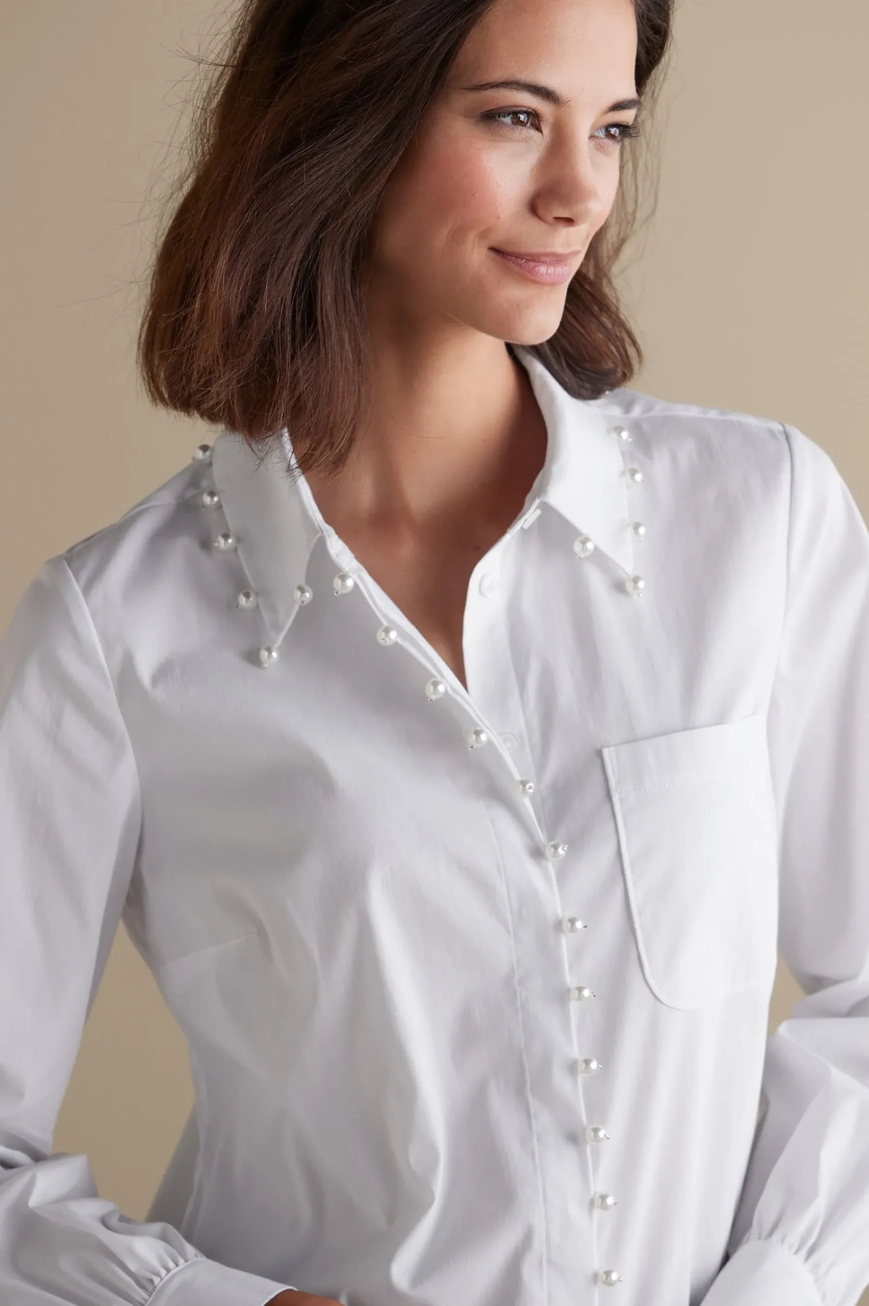 Soft Surroundings Rania Pearl Shirt> Everyday Styles|long sleeve