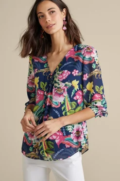 Soft Surroundings Samantha Georgette Top> Feminine Flourish|Vacation Shop