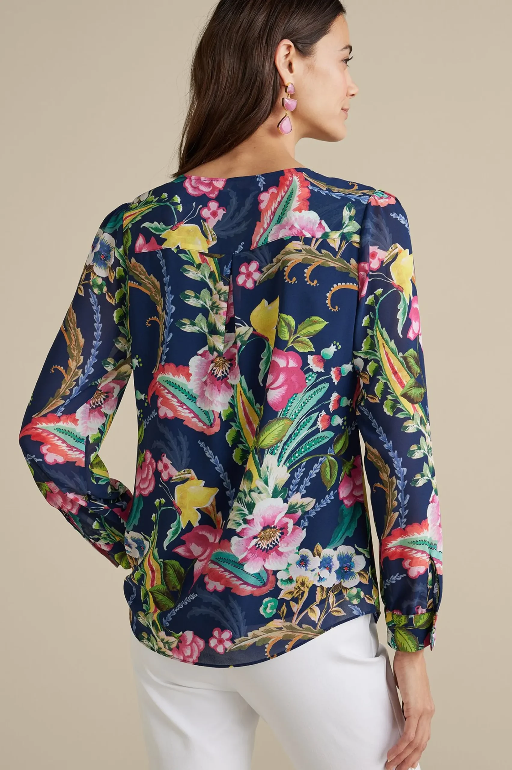 Soft Surroundings Samantha Georgette Top> Feminine Flourish|Vacation Shop