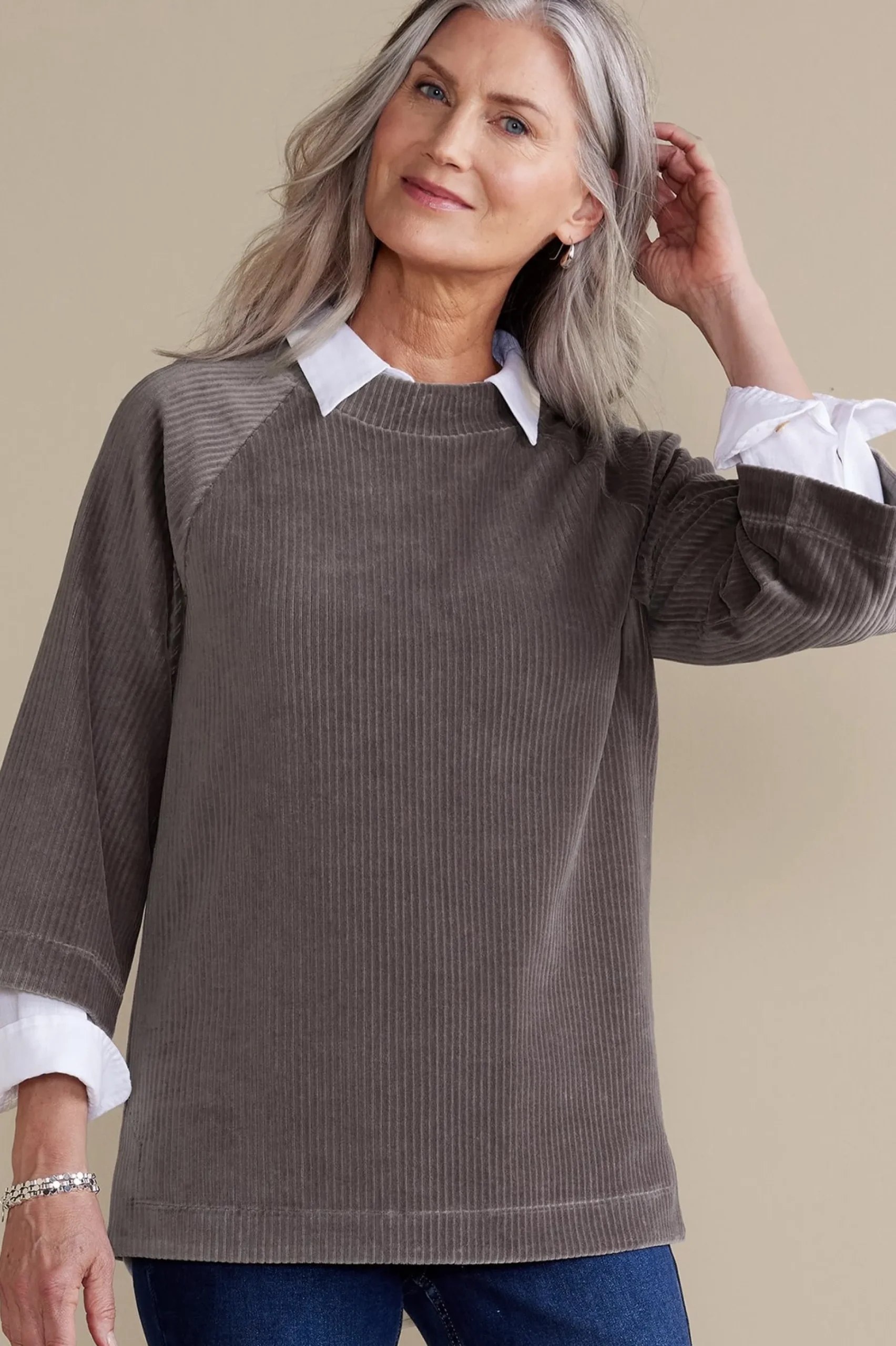 Soft Surroundings Samina Corduroy Pullover> Everyday Styles|three quarter length