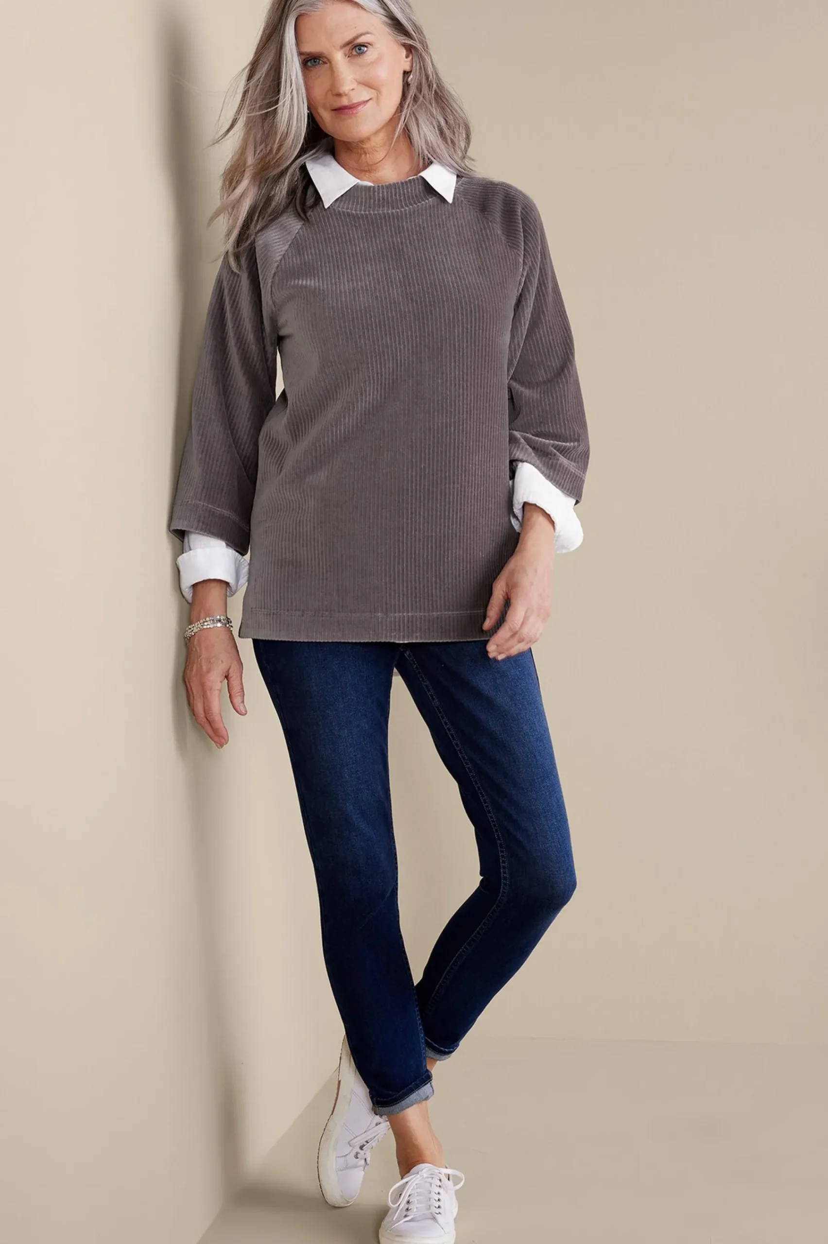 Soft Surroundings Samina Corduroy Pullover> Everyday Styles|three quarter length