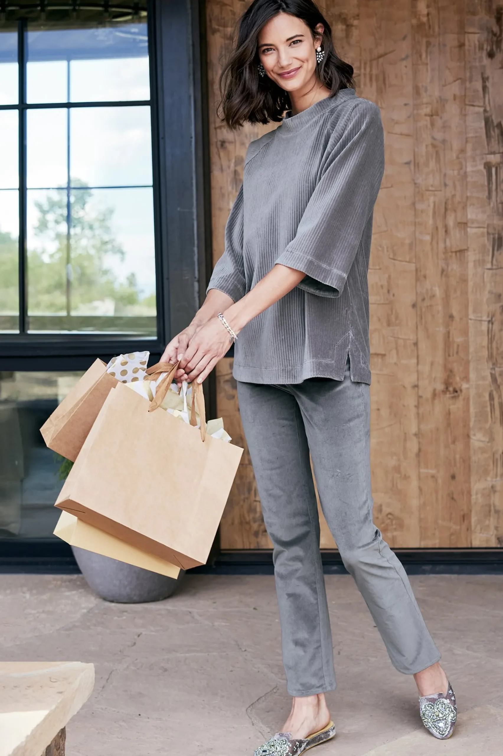 Soft Surroundings Samina Corduroy Pullover> Everyday Styles|three quarter length