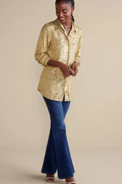 Soft Surroundings Sancerre Sequin Shirt> Feminine Flourish|long sleeve