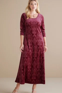 Soft Surroundings Santiago Embossed Velvet Dress> Feminine Flourish|EVelvet Styles