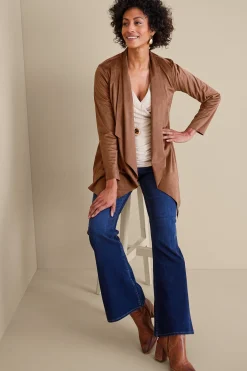 Soft Surroundings Shape Drape Faux Suede Jacket><noscript><img width=
