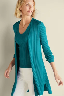 Soft Surroundings Soft Essential™ Ribbed Long Cardi><noscript><img width=