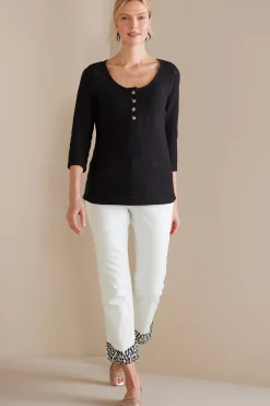 Soft Surroundings Solene Eyelet Denim Crop Jeans> cropped|ankle