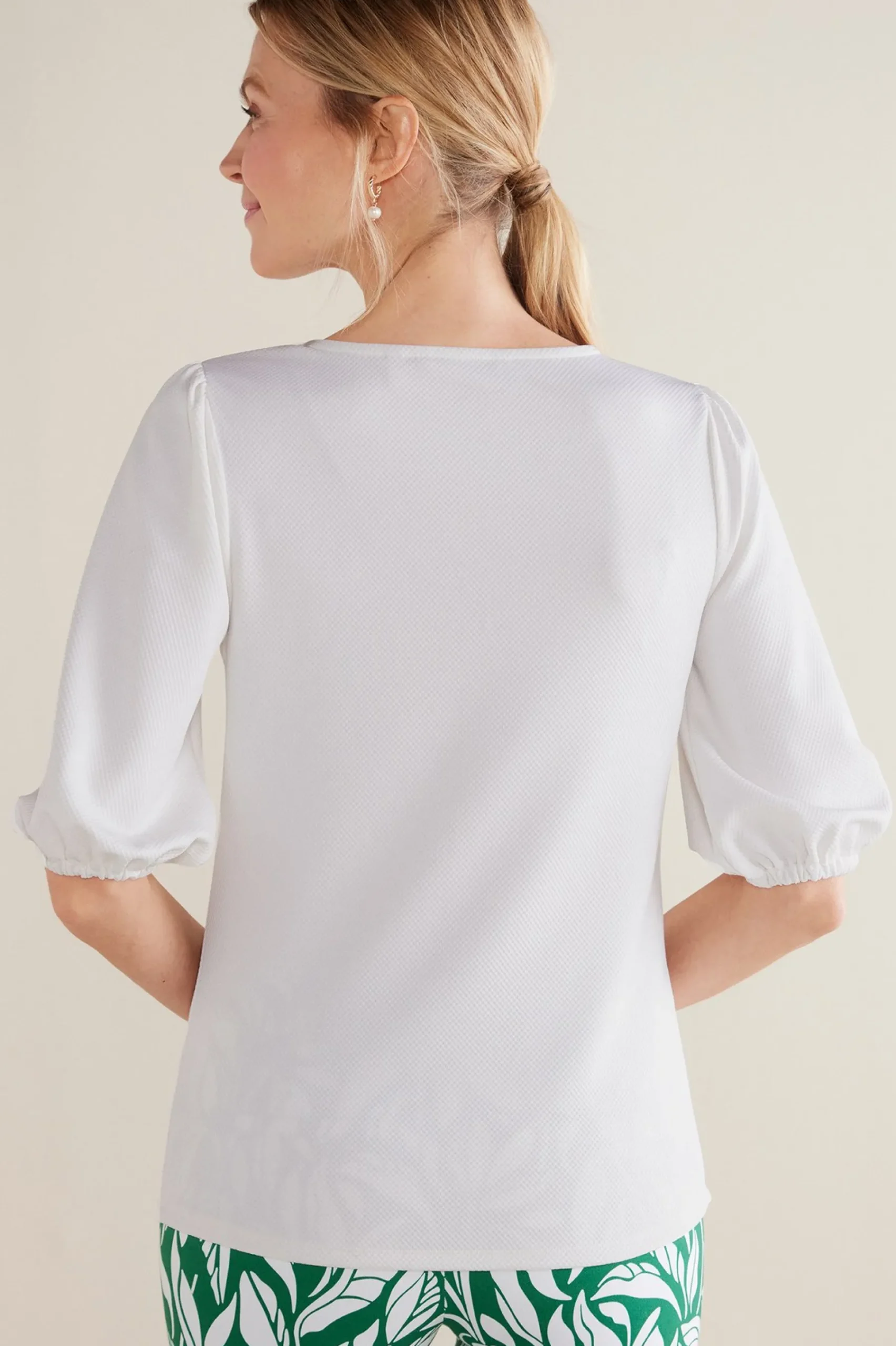 Soft Surroundings Tabitha Puff Sleeve Top> elbow length|pullovers
