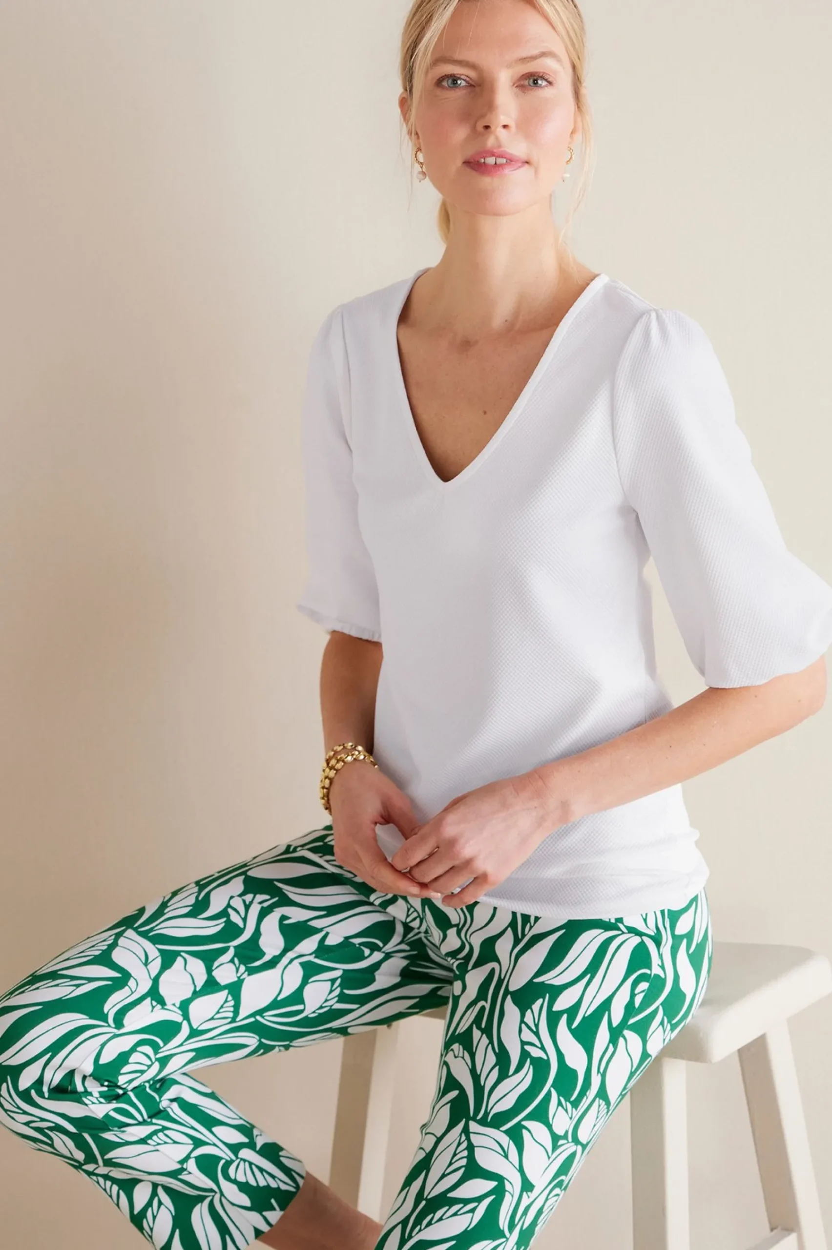 Soft Surroundings Tabitha Puff Sleeve Top> elbow length|pullovers