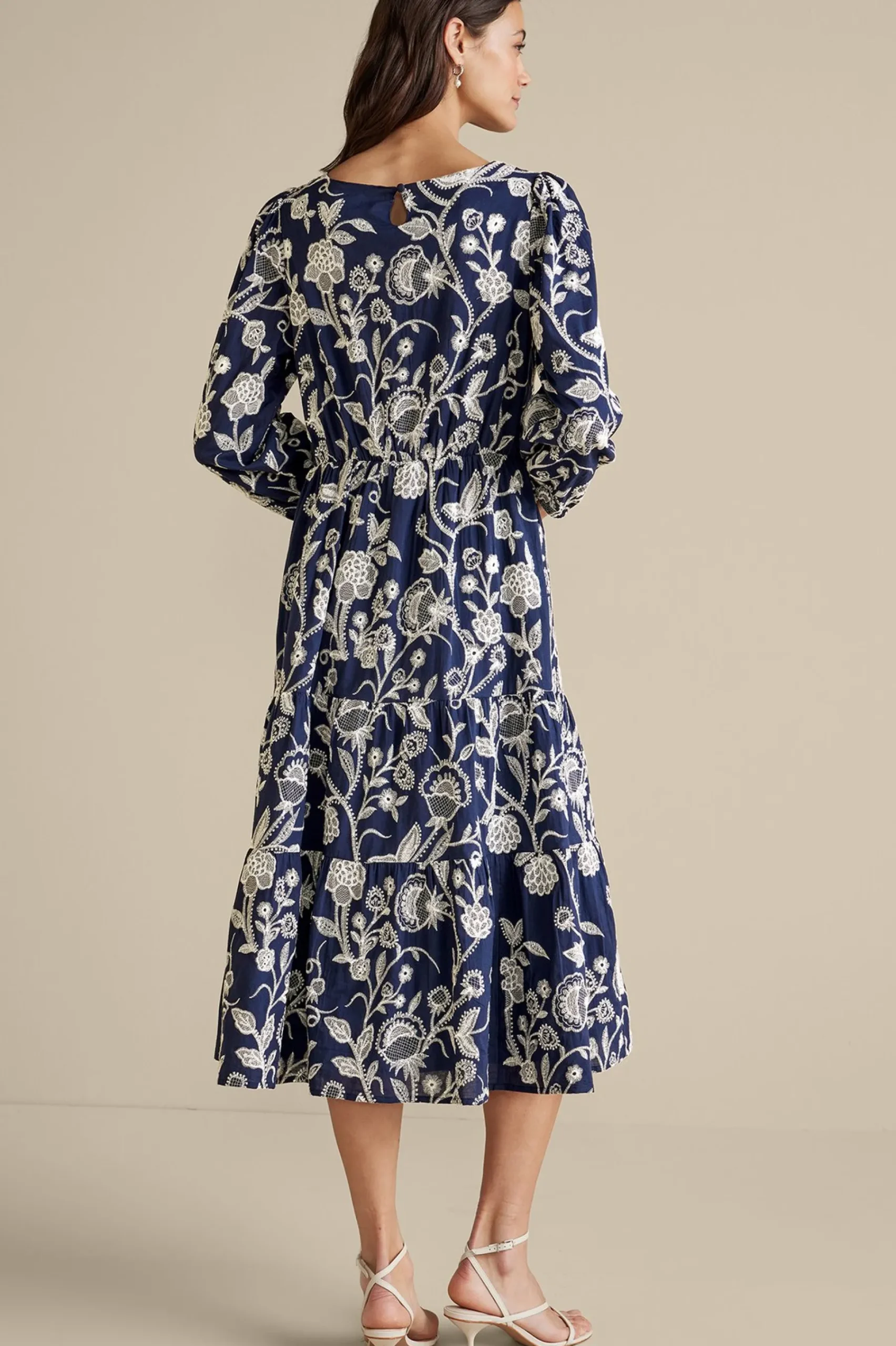 Soft Surroundings Tilda Embroidered Midi Dress> Into The Blues|Vacation Shop