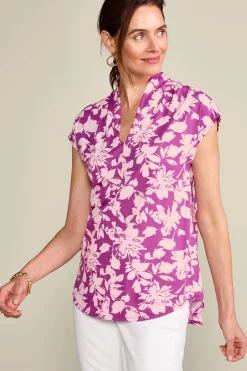 Soft Surroundings Twilight Luau Printed Tunic> short sleeve|tops & tees