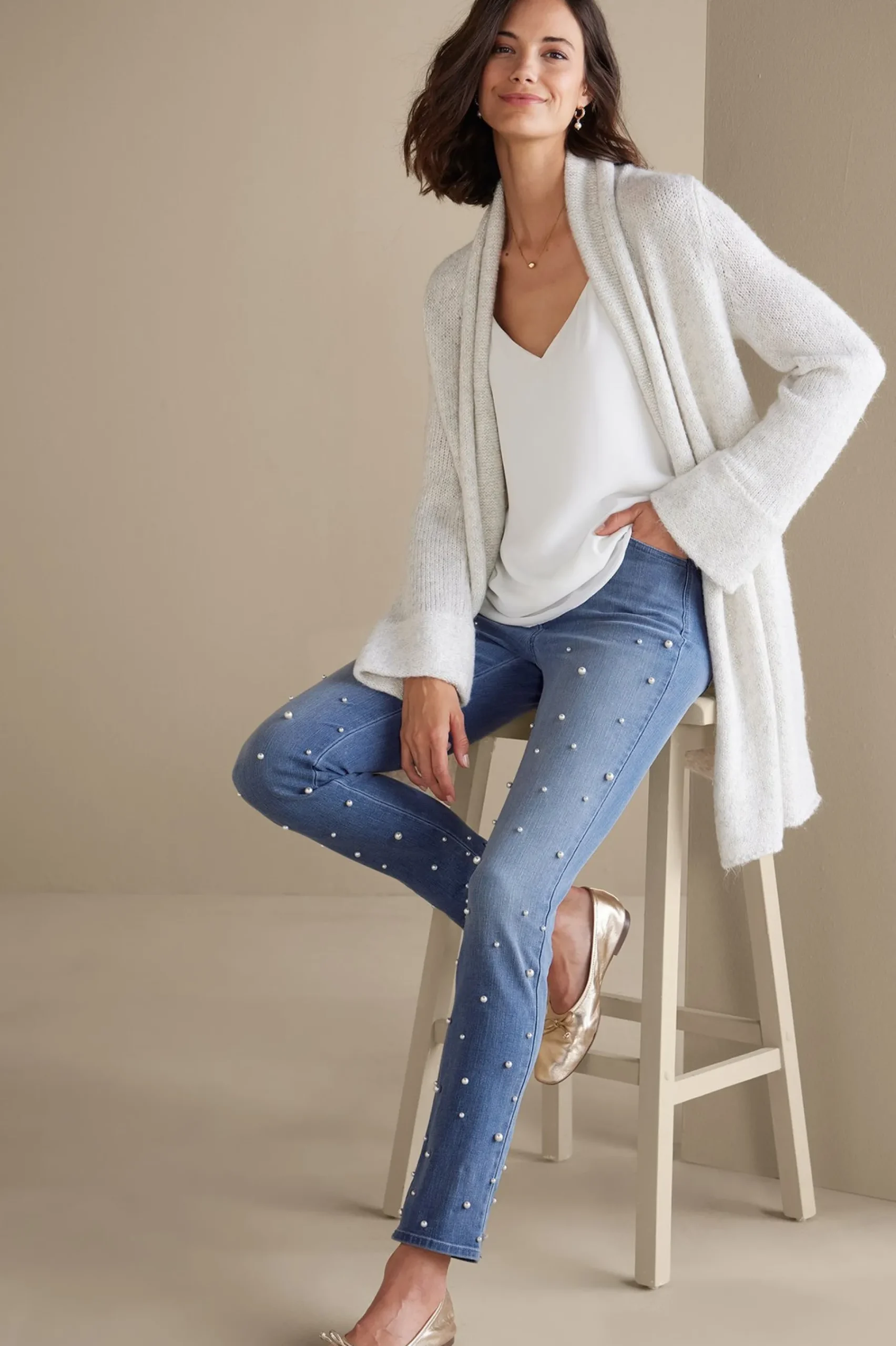 Soft Surroundings Ultimate Denim Pearl Straight Leg Jeans> Wear Now Styles|leggings