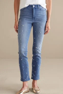 Soft Surroundings Ultimate Denim Pearl Straight Leg Jeans> Wear Now Styles|leggings
