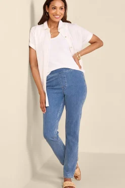 Soft Surroundings Ultimate Denim Pull-On Slim Leg Jeans><noscript><img width=