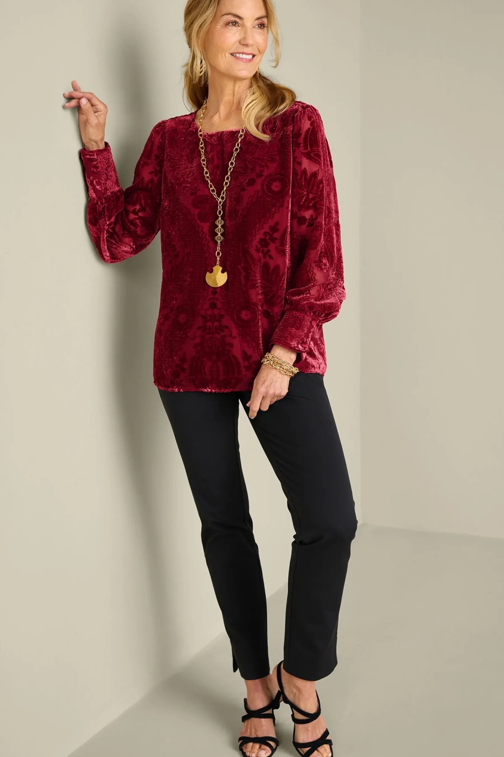 Soft Surroundings Vanetta Velvet Top> EVelvet Styles|long sleeve