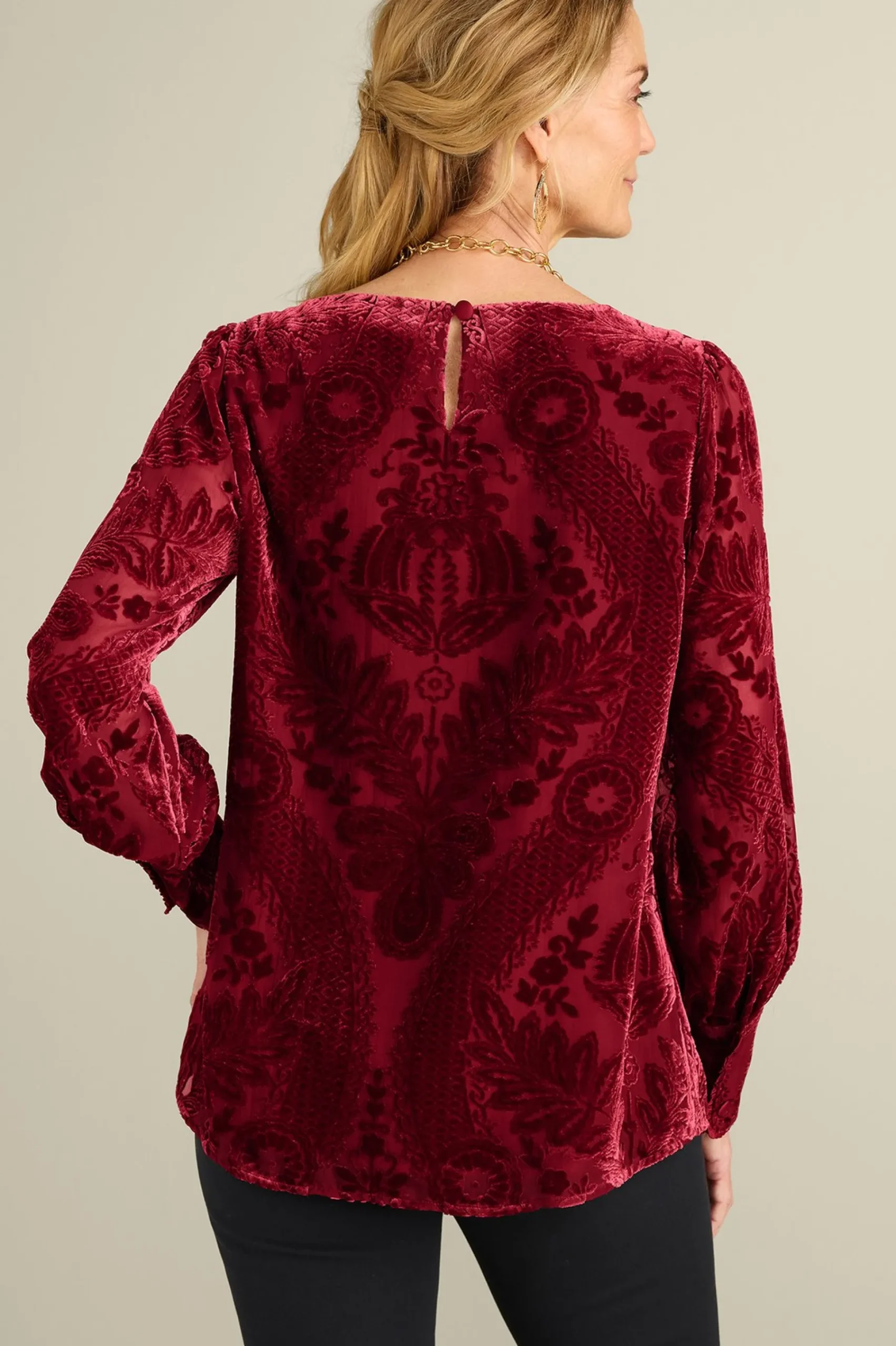 Soft Surroundings Vanetta Velvet Top> EVelvet Styles|long sleeve