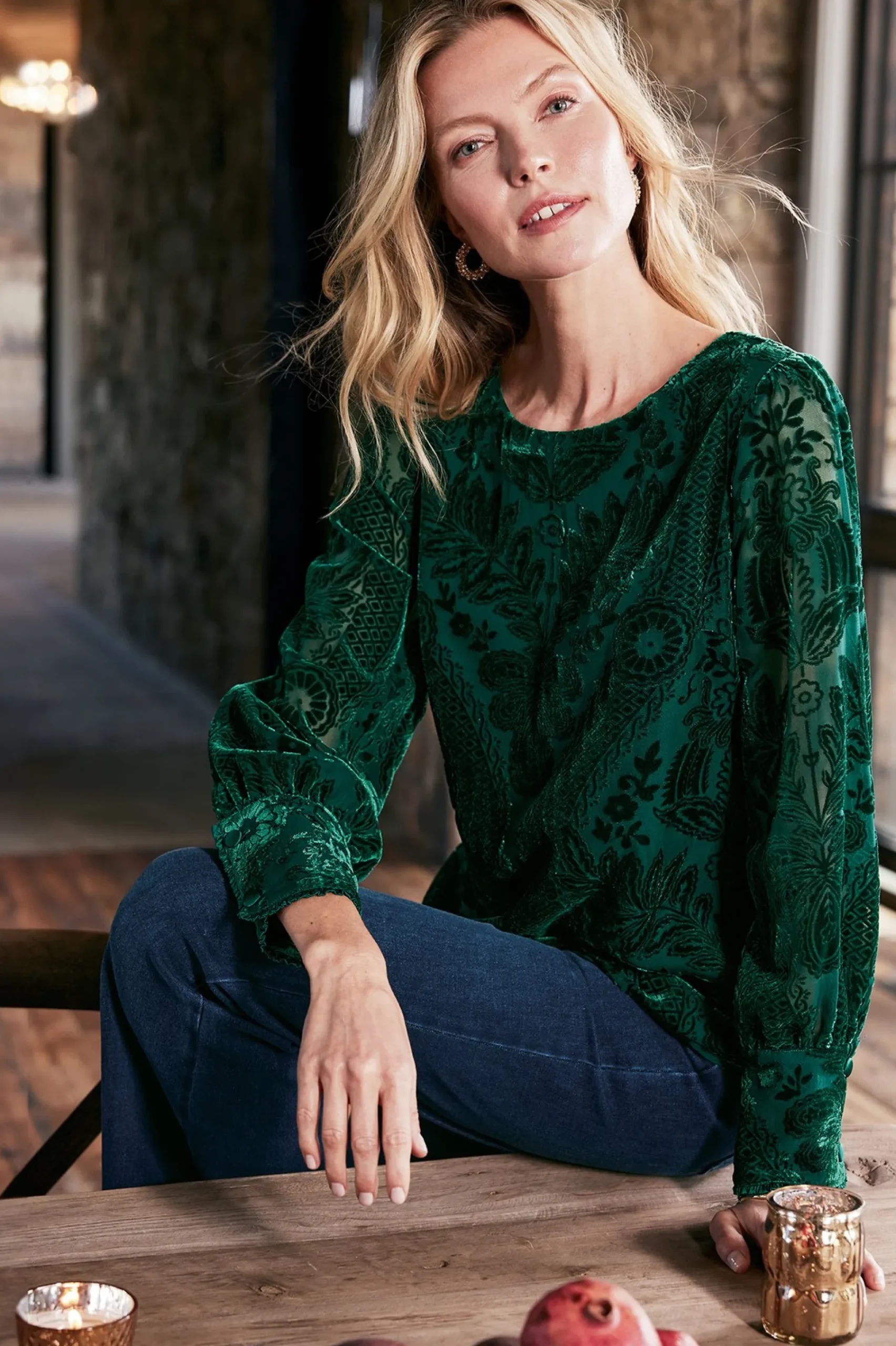 Soft Surroundings Vanetta Velvet Top> EVelvet Styles|long sleeve