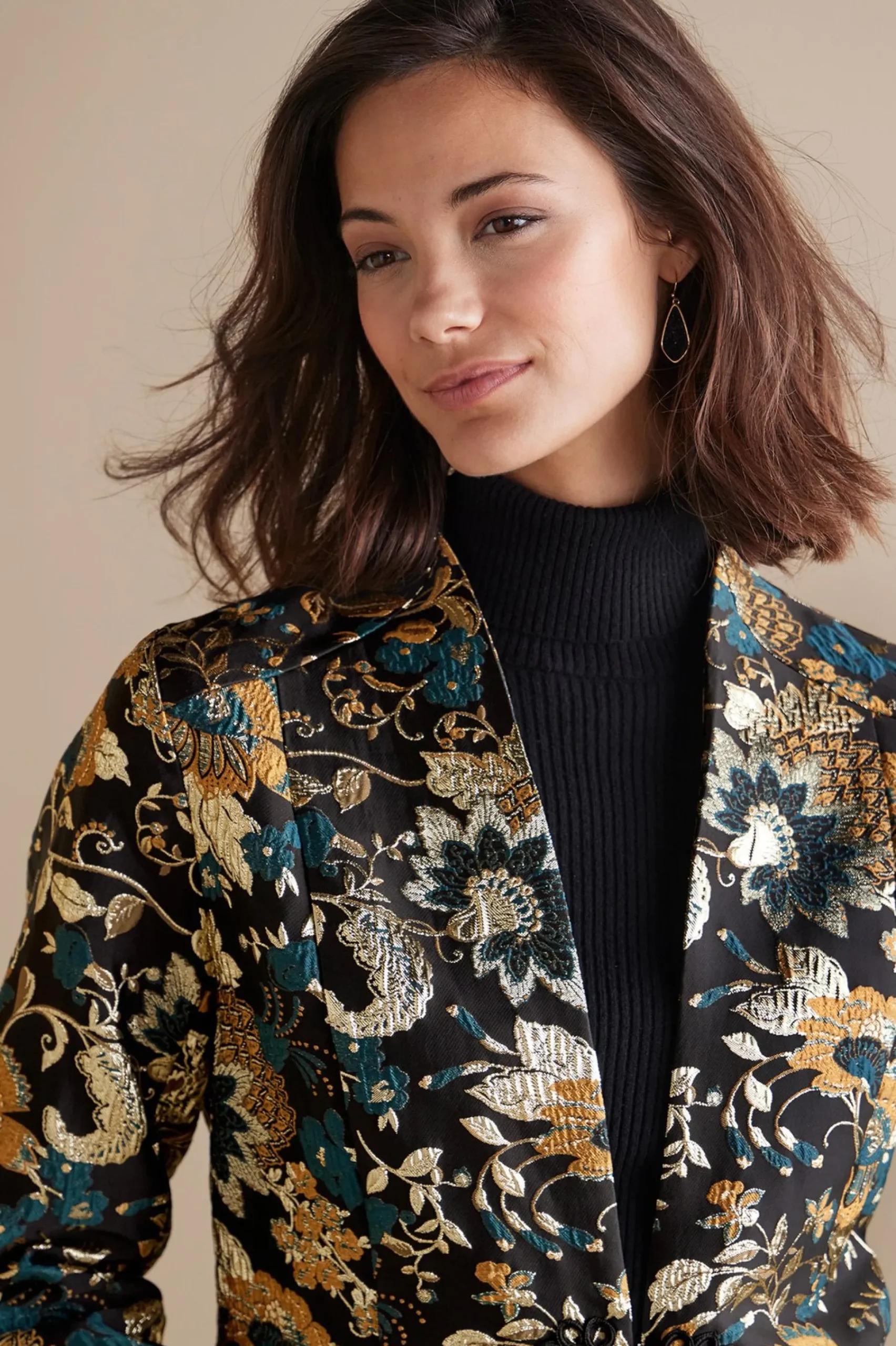 Soft Surroundings Viola Jacquard Jacket> Feminine Flourish|Global Artistry