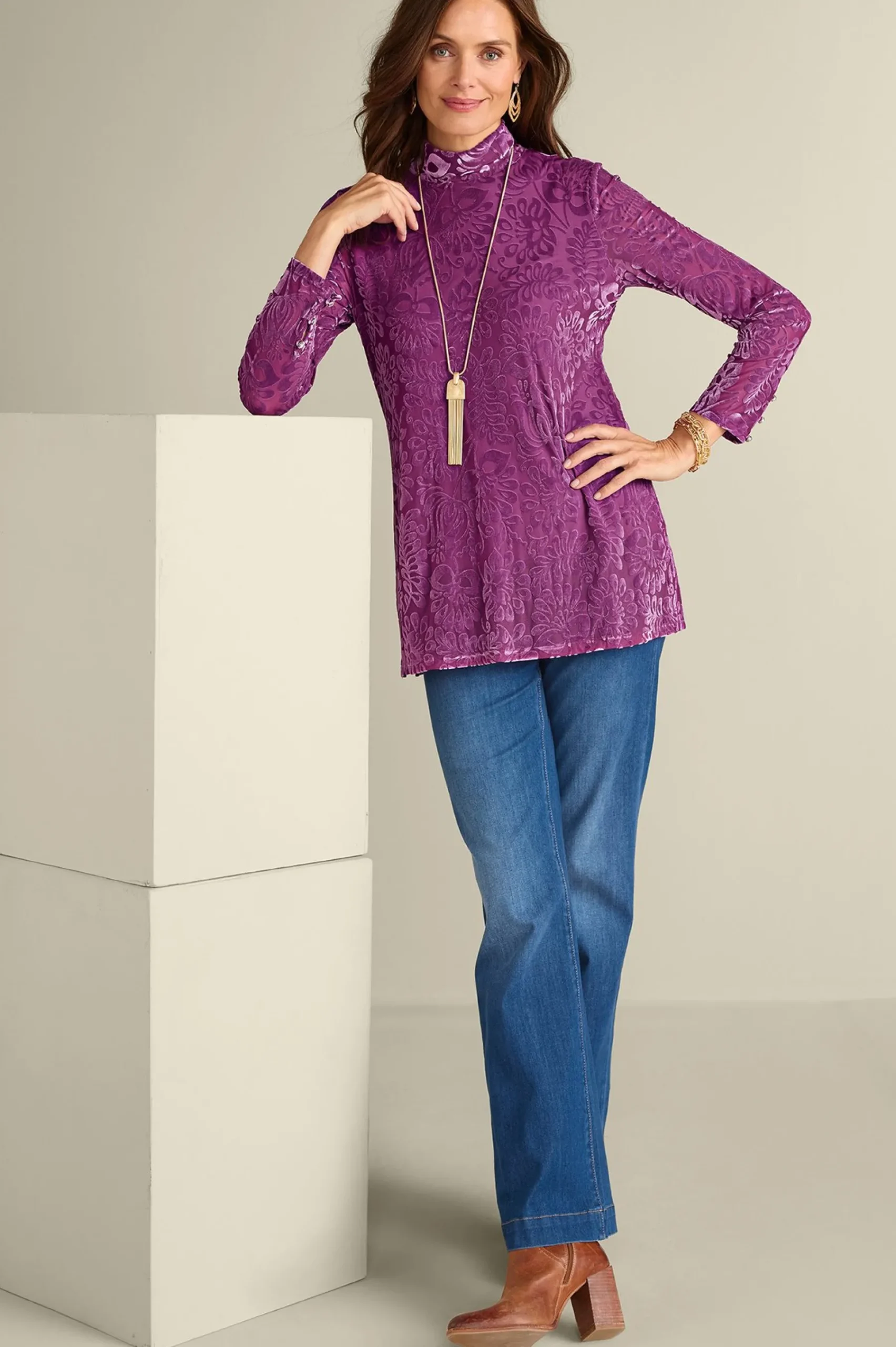 Soft Surroundings Walden Velvet Turtleneck> Feminine Flourish|Everyday Styles