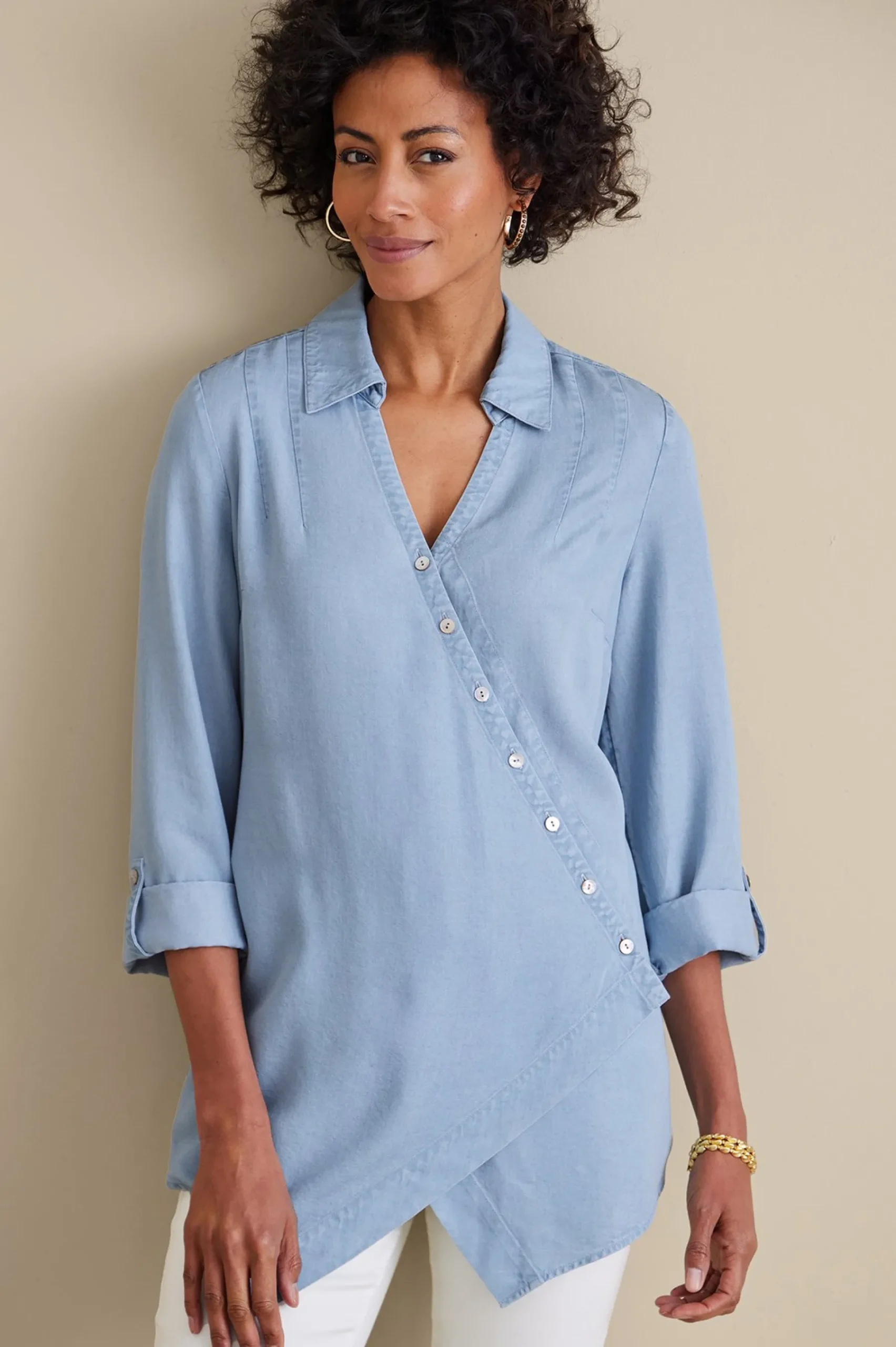 Soft Surroundings Washed TENCEL Tunic> Into The Blues|Vacation Shop