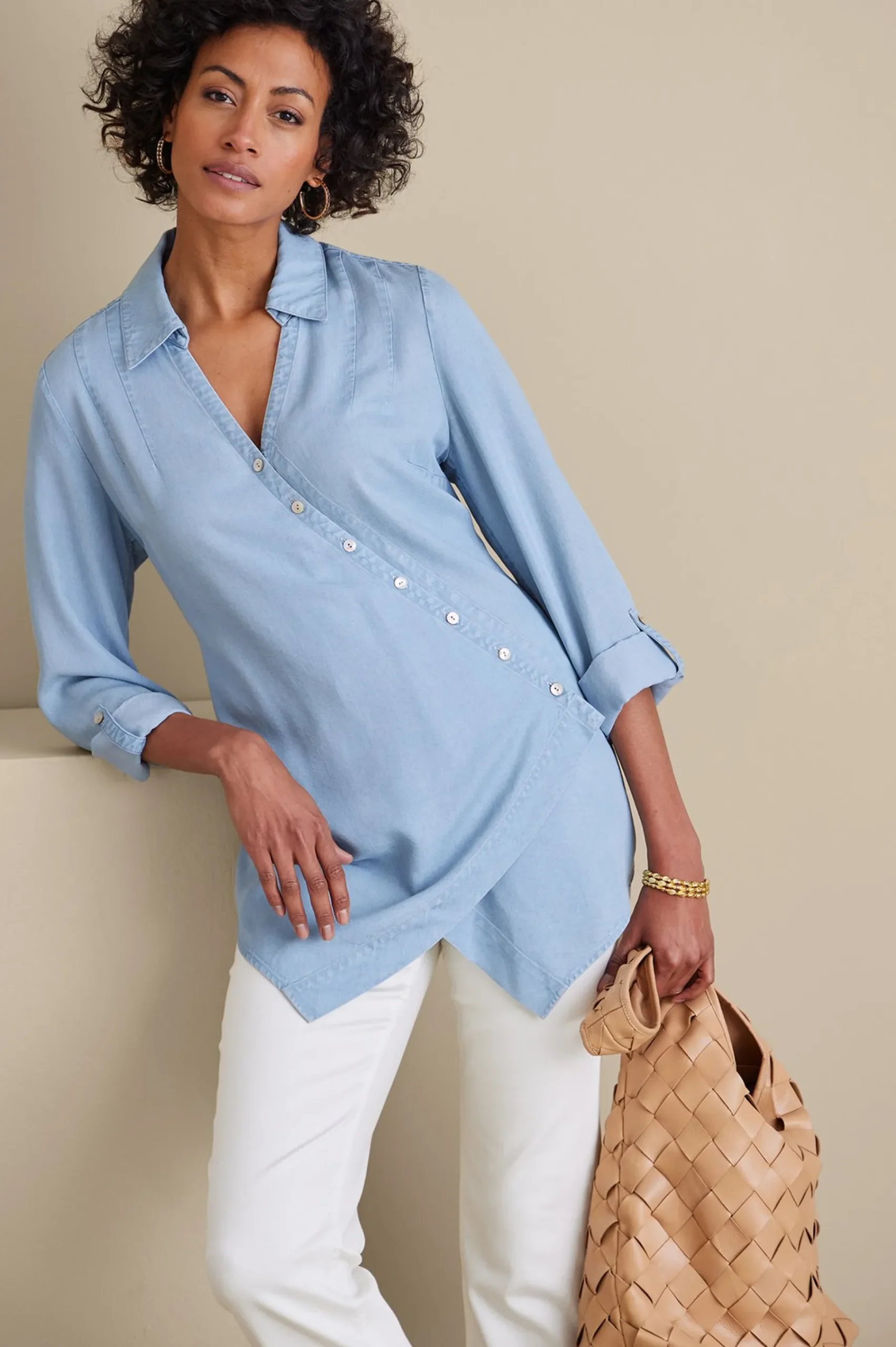 Soft Surroundings Washed TENCEL Tunic> Into The Blues|Vacation Shop