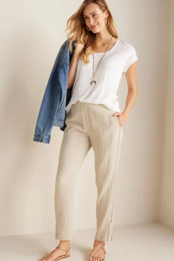 Soft Surroundings Women Lale Gauze Pull-On Pants> ankle|straight