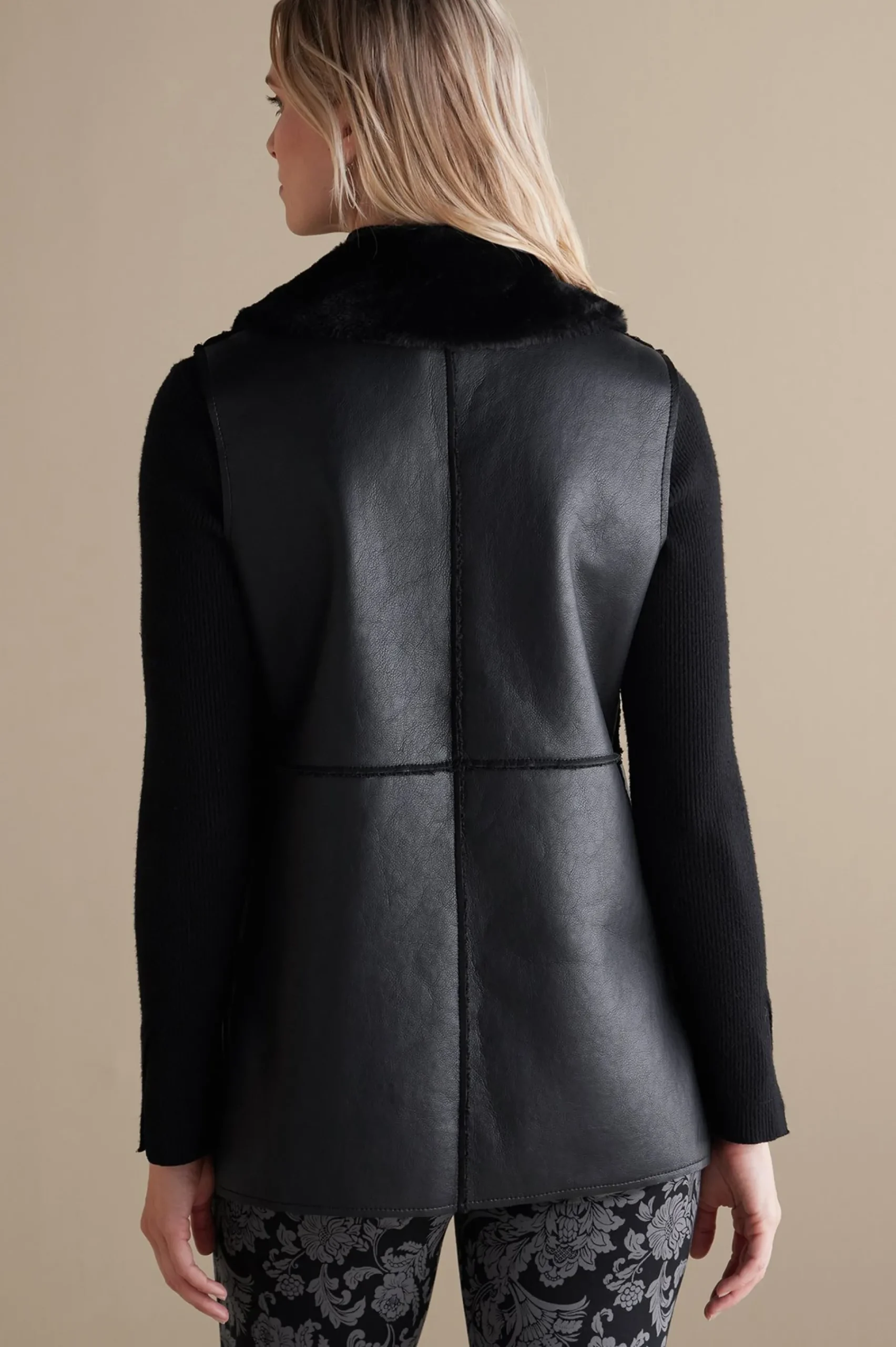 Soft Surroundings Zeva Faux Leather Shearling Vest> Jackets & Coats|vest