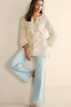 Soft Surroundings Zina Crochet Sweater> Feminine Flourish|Vacation Shop